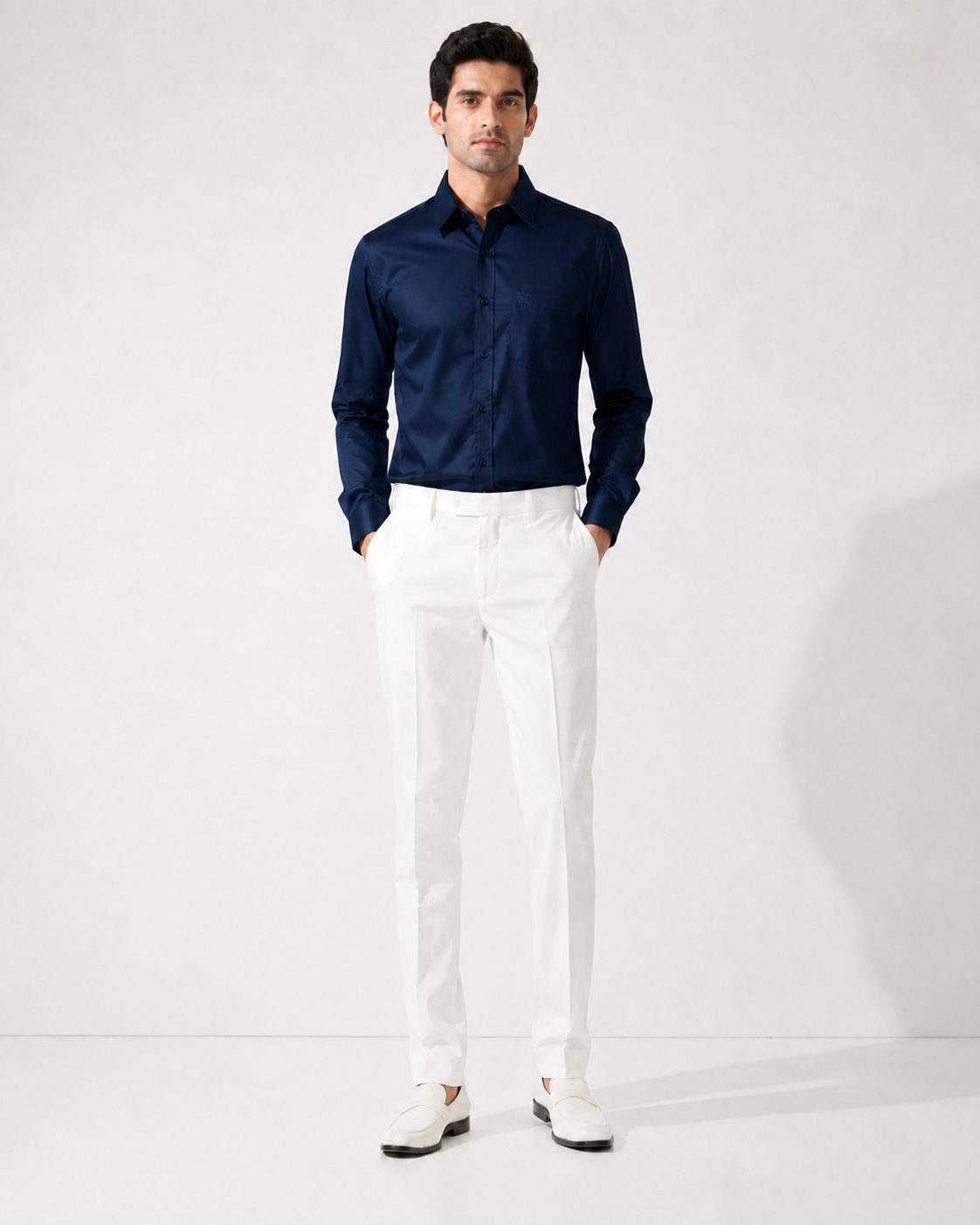 Dark Blue Solid Premium Formal Shirt