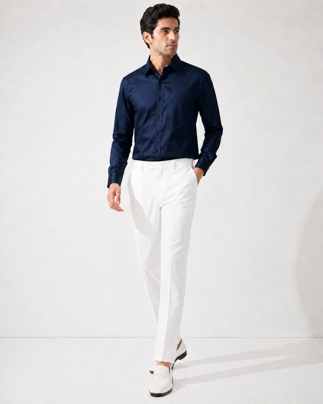 Dark Blue Solid Premium Formal Shirt