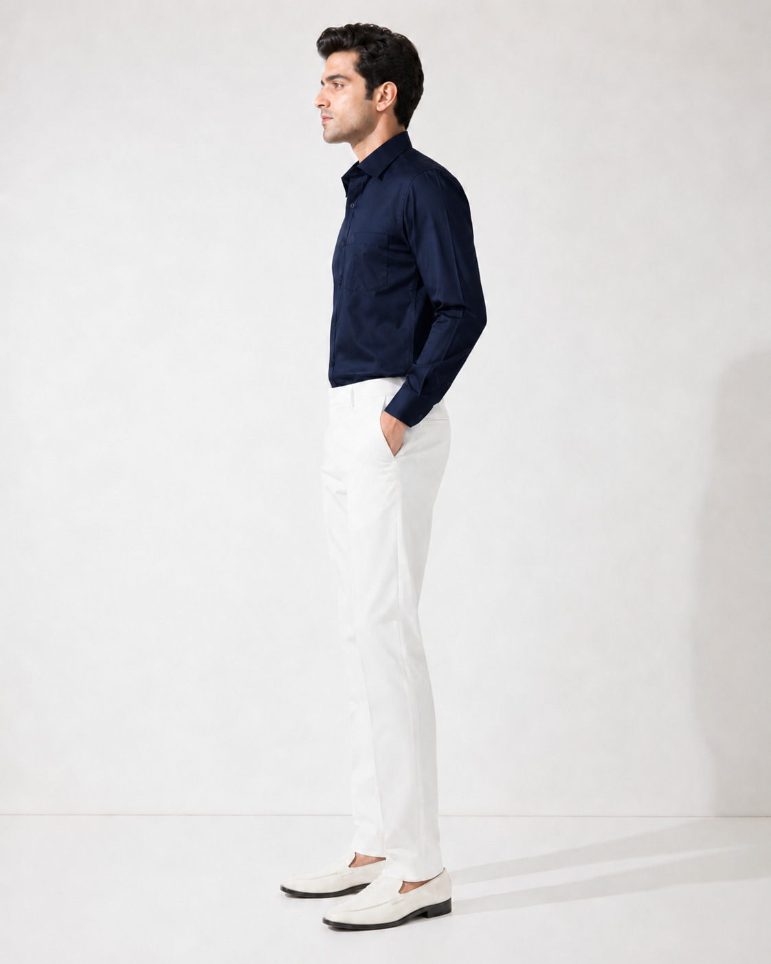 Dark Blue Solid Premium Formal Shirt