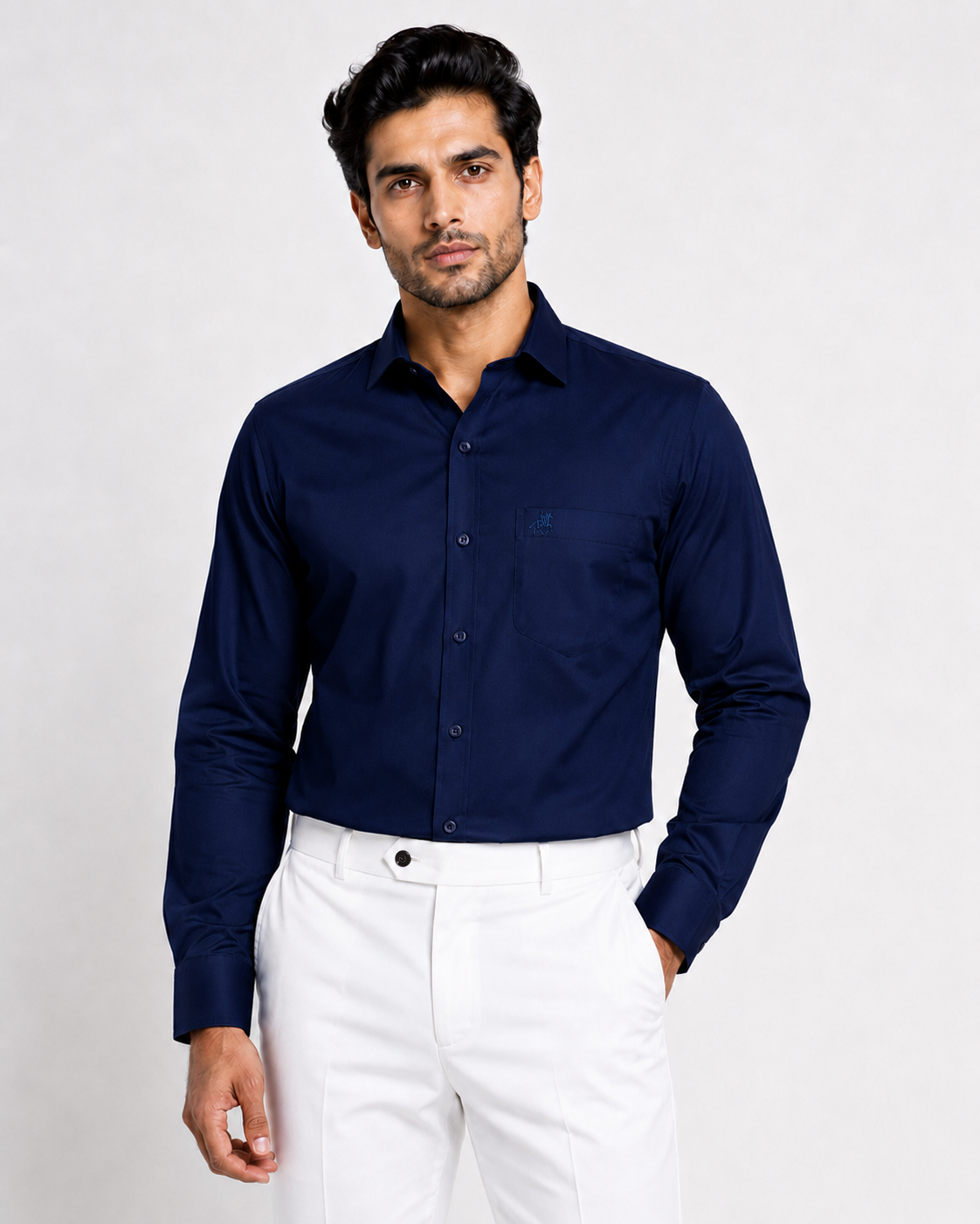Dark Blue Solid Premium Formal Shirt