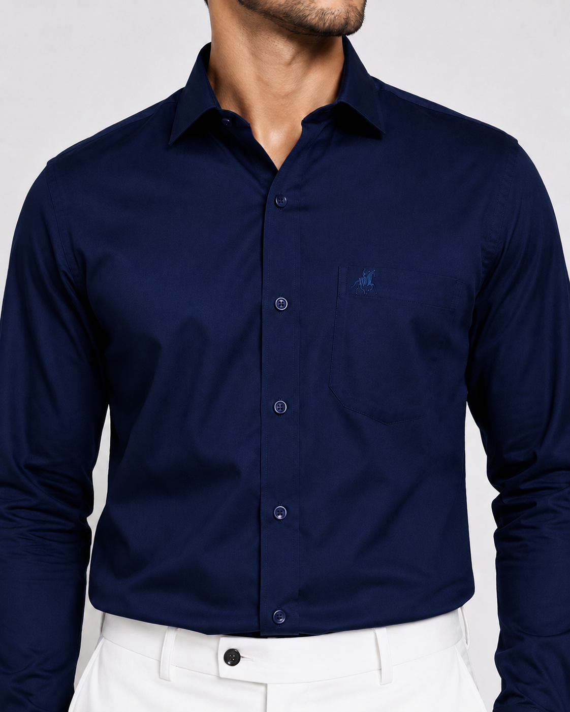 Dark Blue Solid Premium Formal Shirt