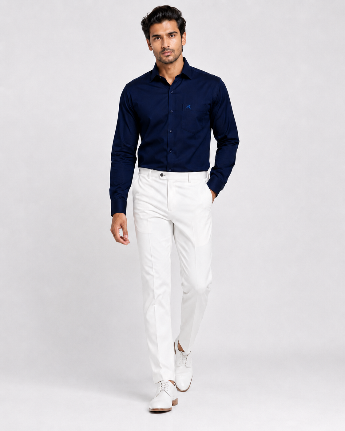 Dark Blue Solid Premium Formal Shirt