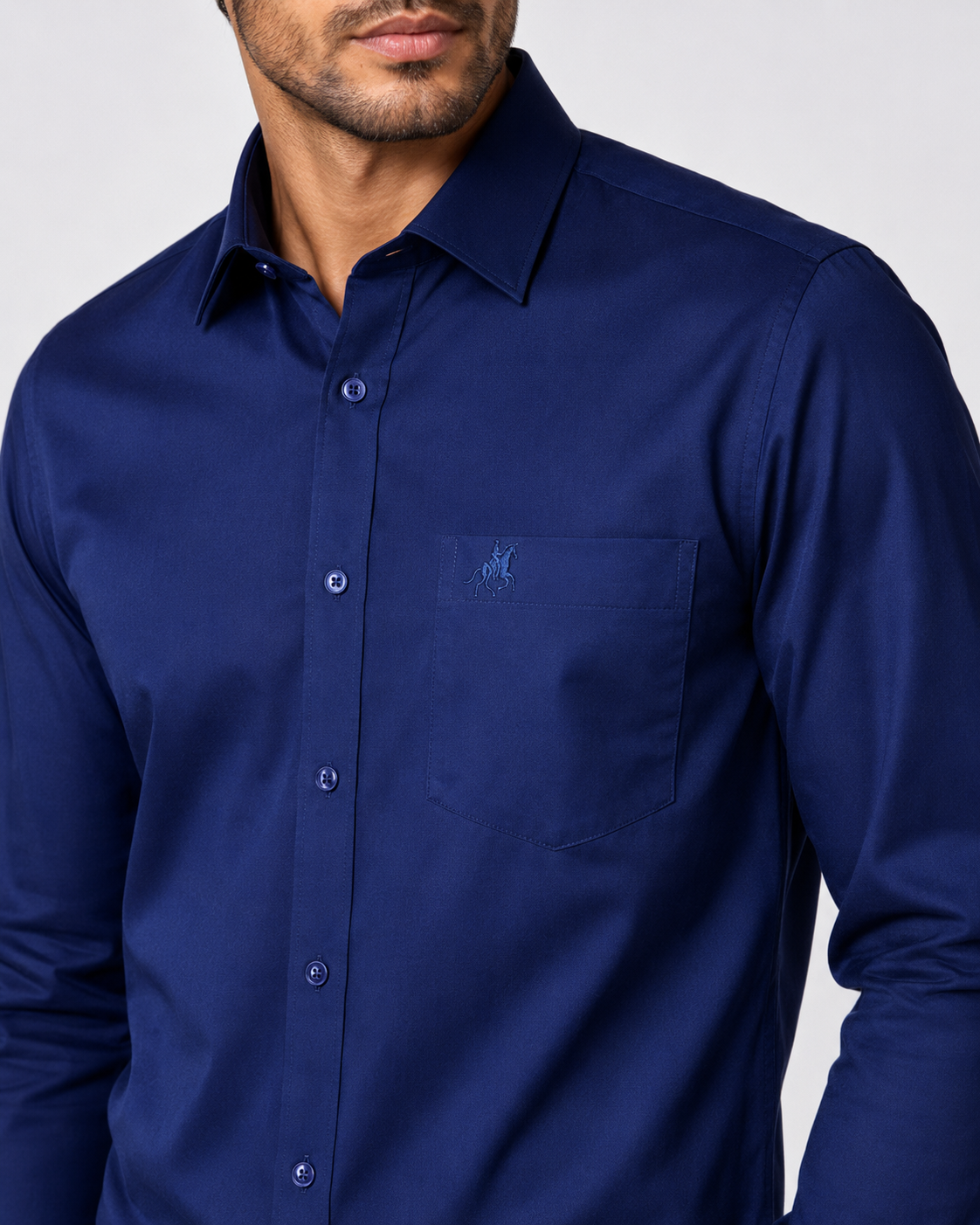 Men Royal Blue Solid Premium Formal Shirt