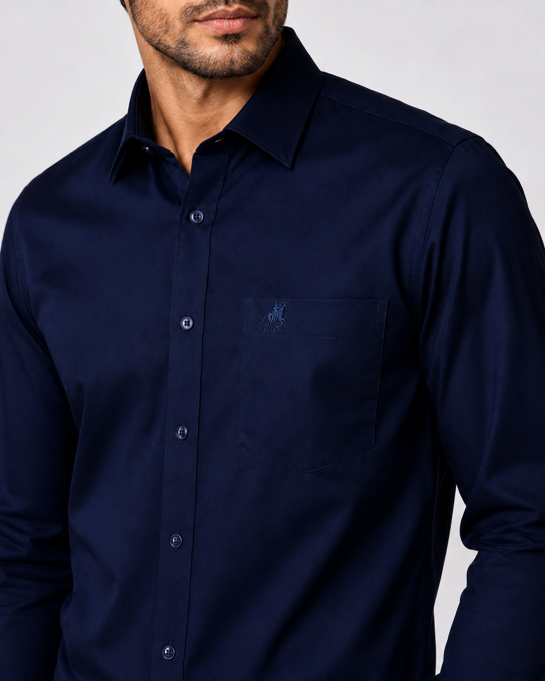 Dark Blue Solid Premium Formal Shirt