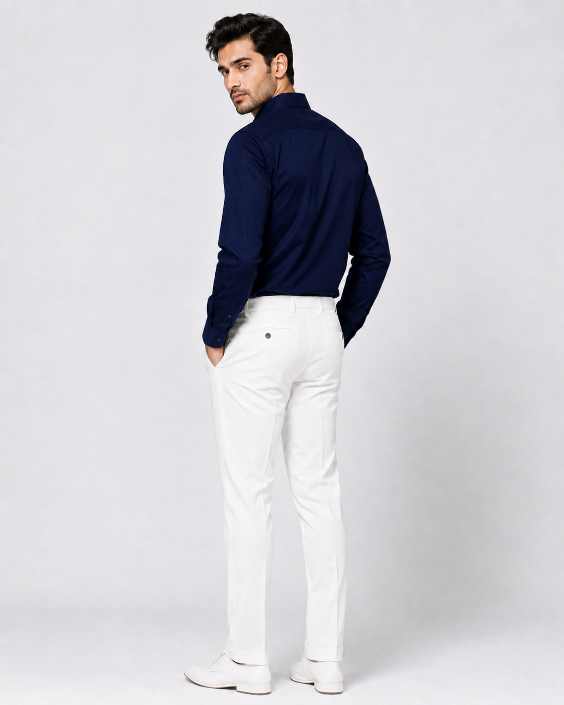 Dark Blue Solid Premium Formal Shirt