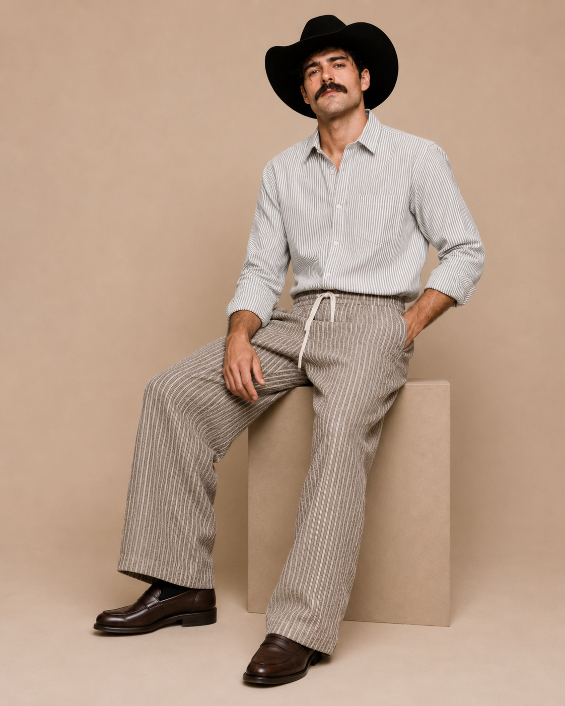 White & Grey Striped Premium Cotton Casual Shirt