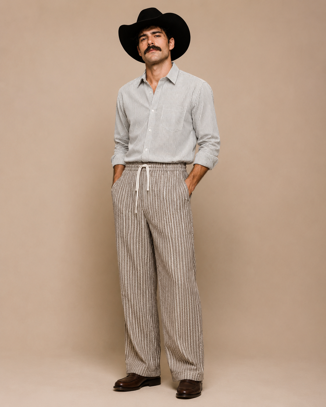 White & Grey Striped Premium Cotton Casual Shirt