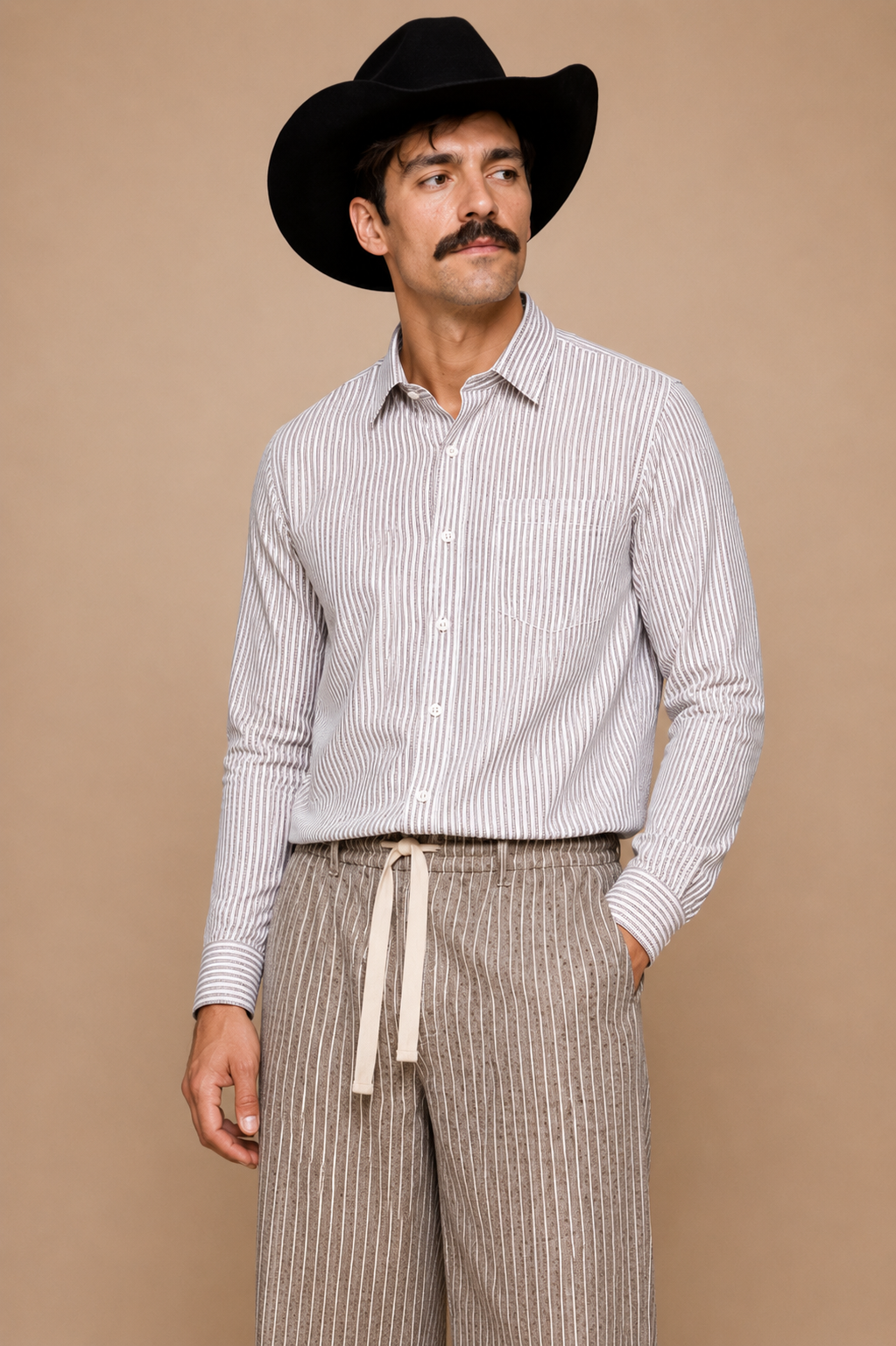 White & Grey Striped Premium Cotton Casual Shirt