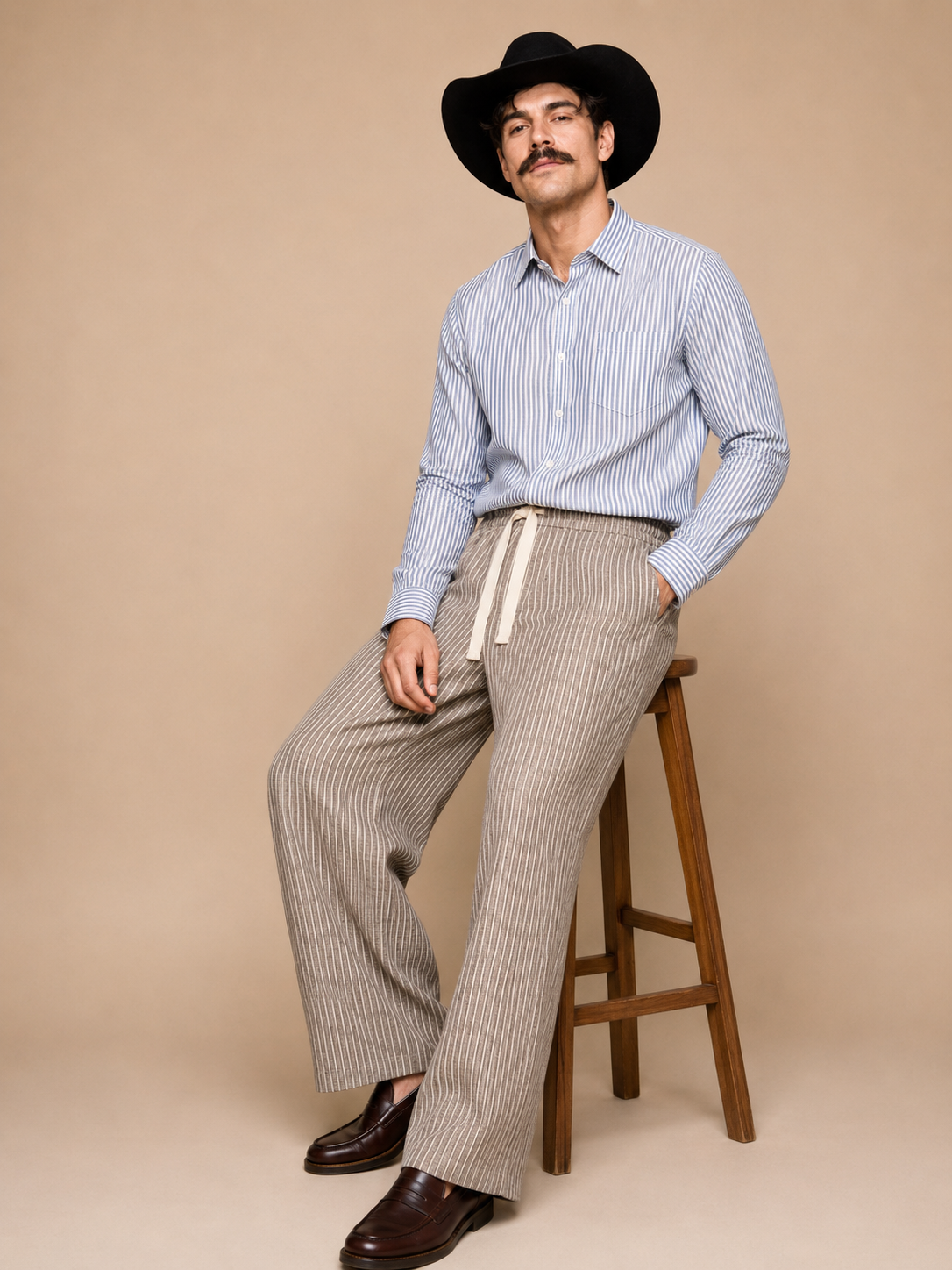 White & Blue Striped Premium Oxford Cotton Casual Shirt