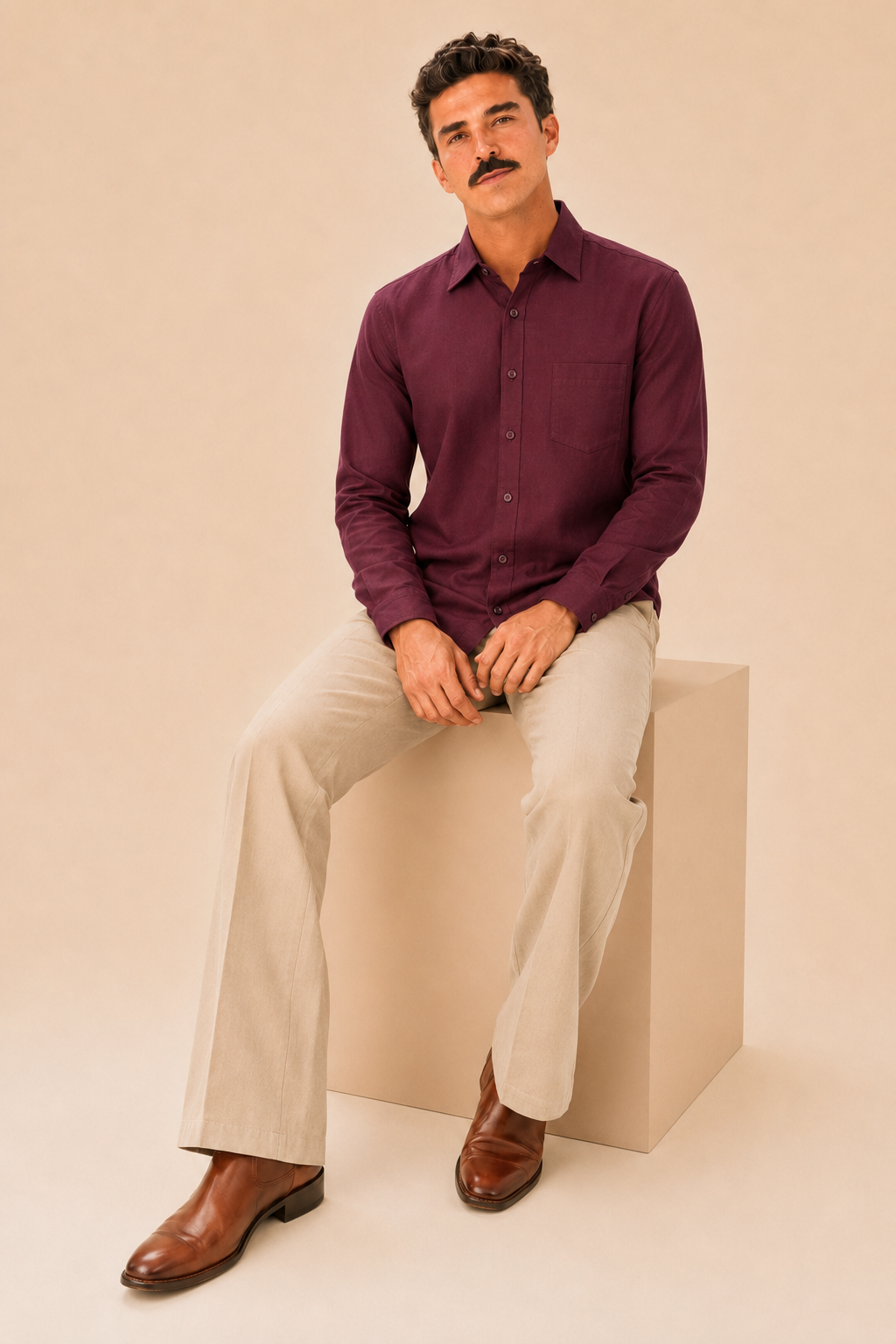 Maroon Premium Cotton Casual Shirt