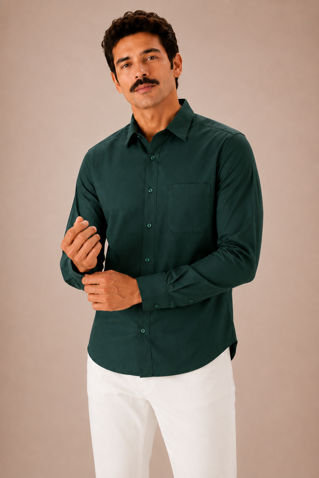 Dark Green Premium Cotton Casual Shirt