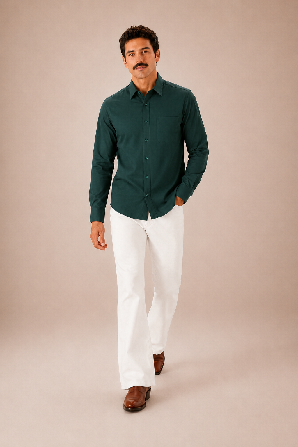 Dark Green Premium Cotton Casual Shirt