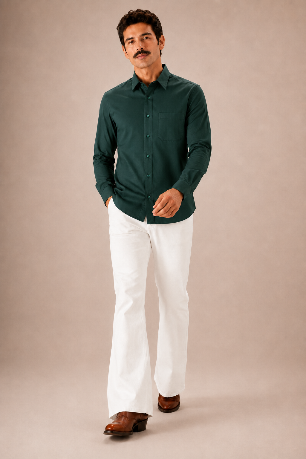 Dark Green Premium Cotton Casual Shirt