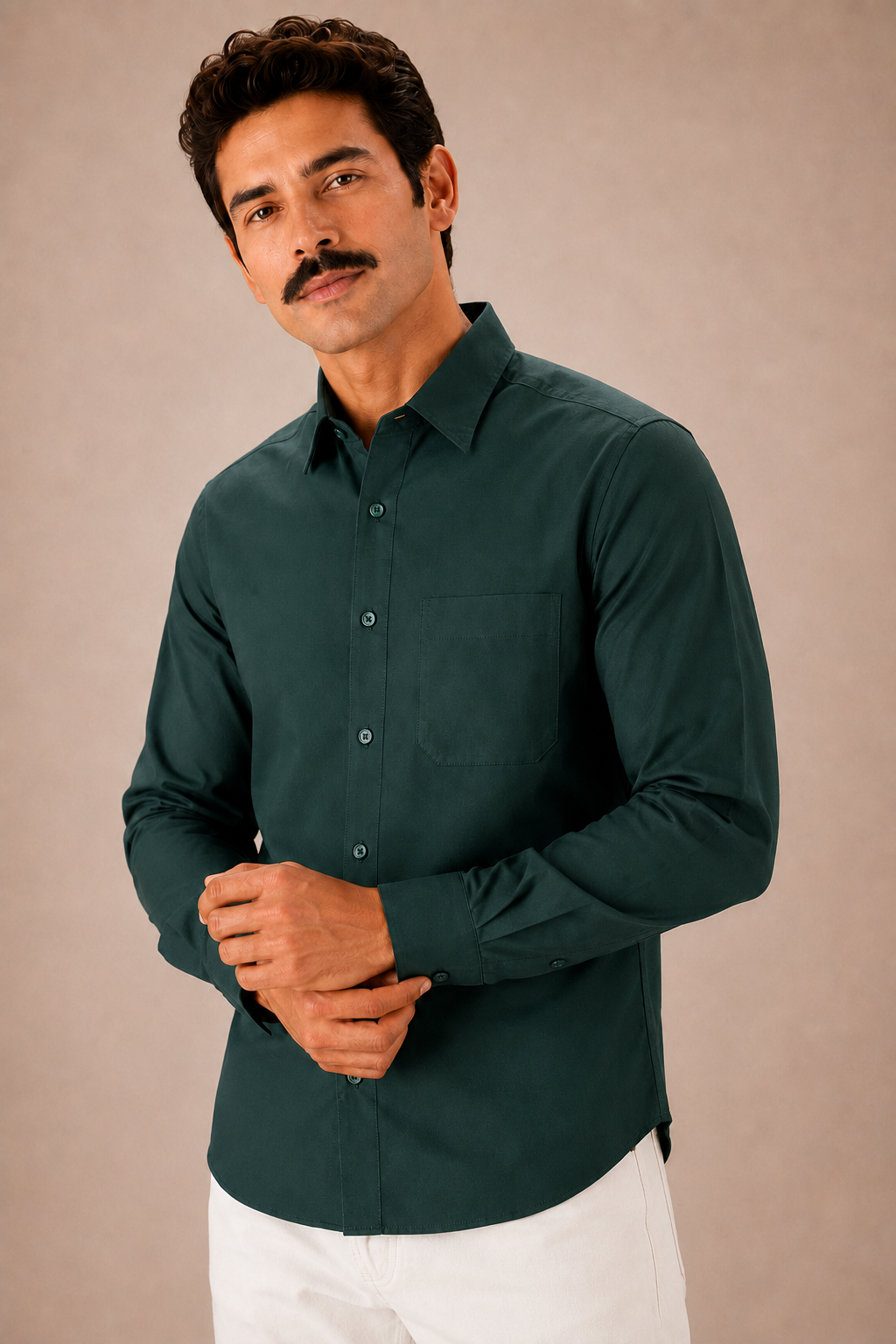 Dark Green Premium Cotton Casual Shirt