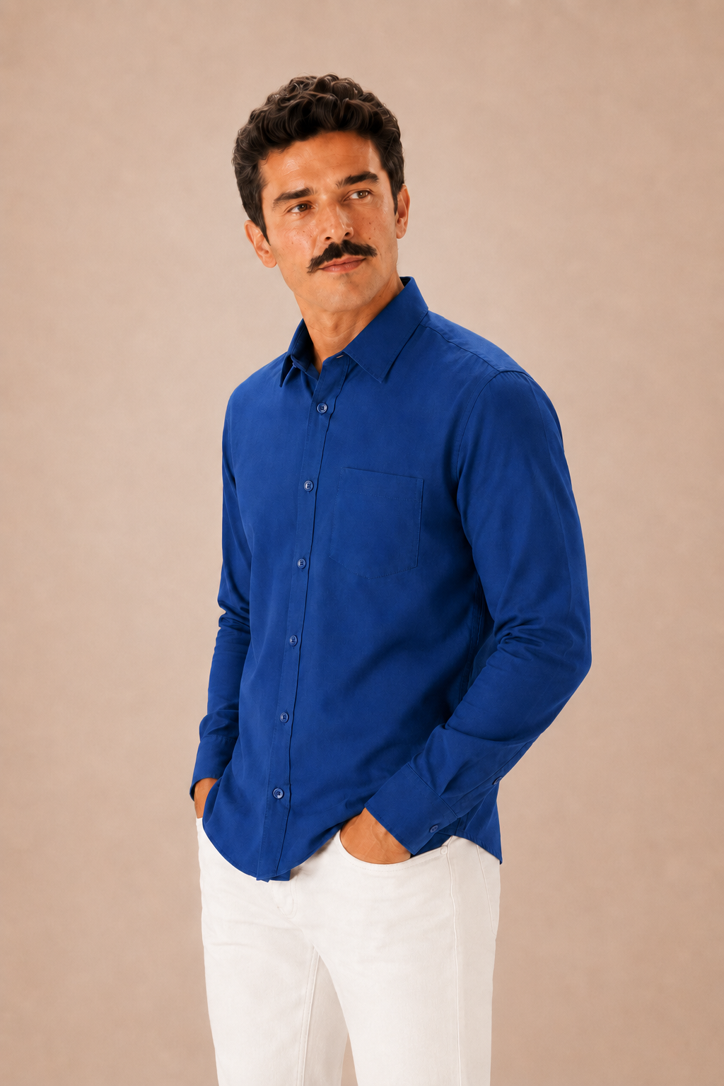 Dark Blue Premium Cotton Casual Shirt