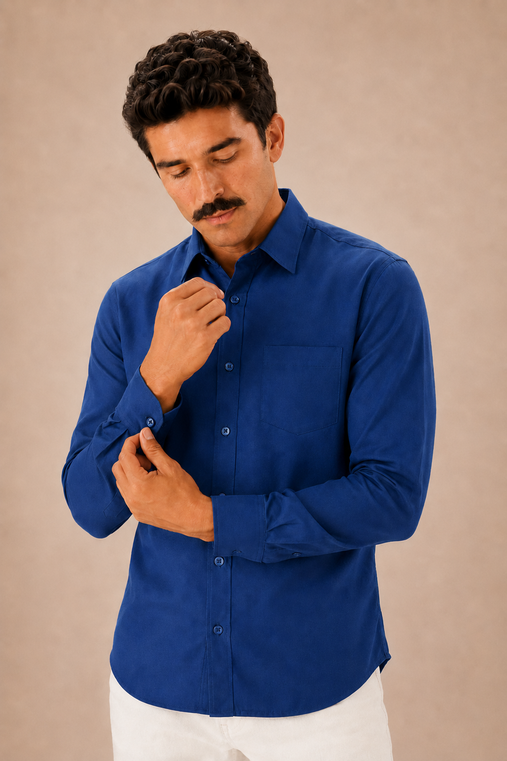 Dark Blue Premium Cotton Casual Shirt