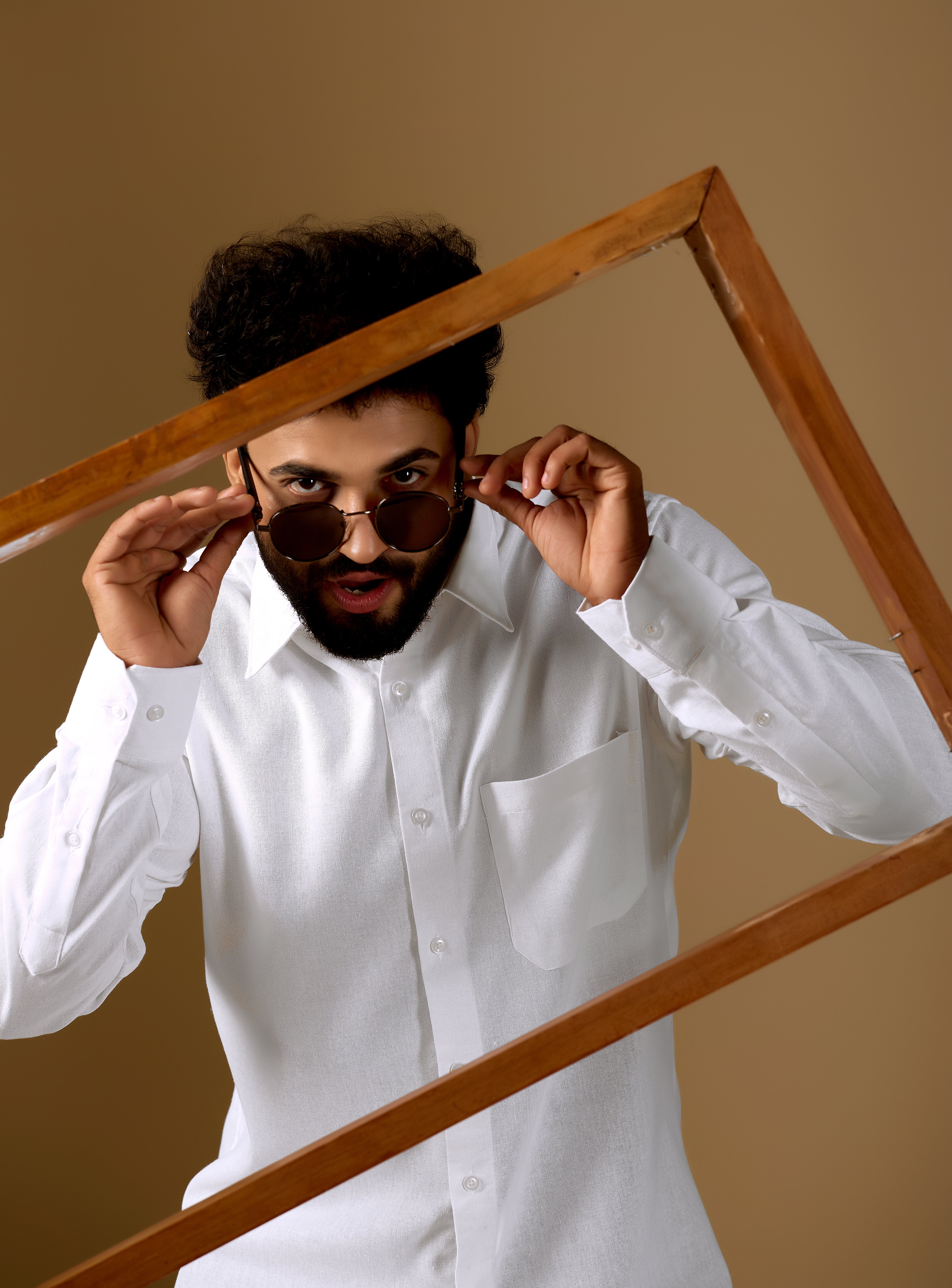 Men White Solid Pure Khadi Shirt