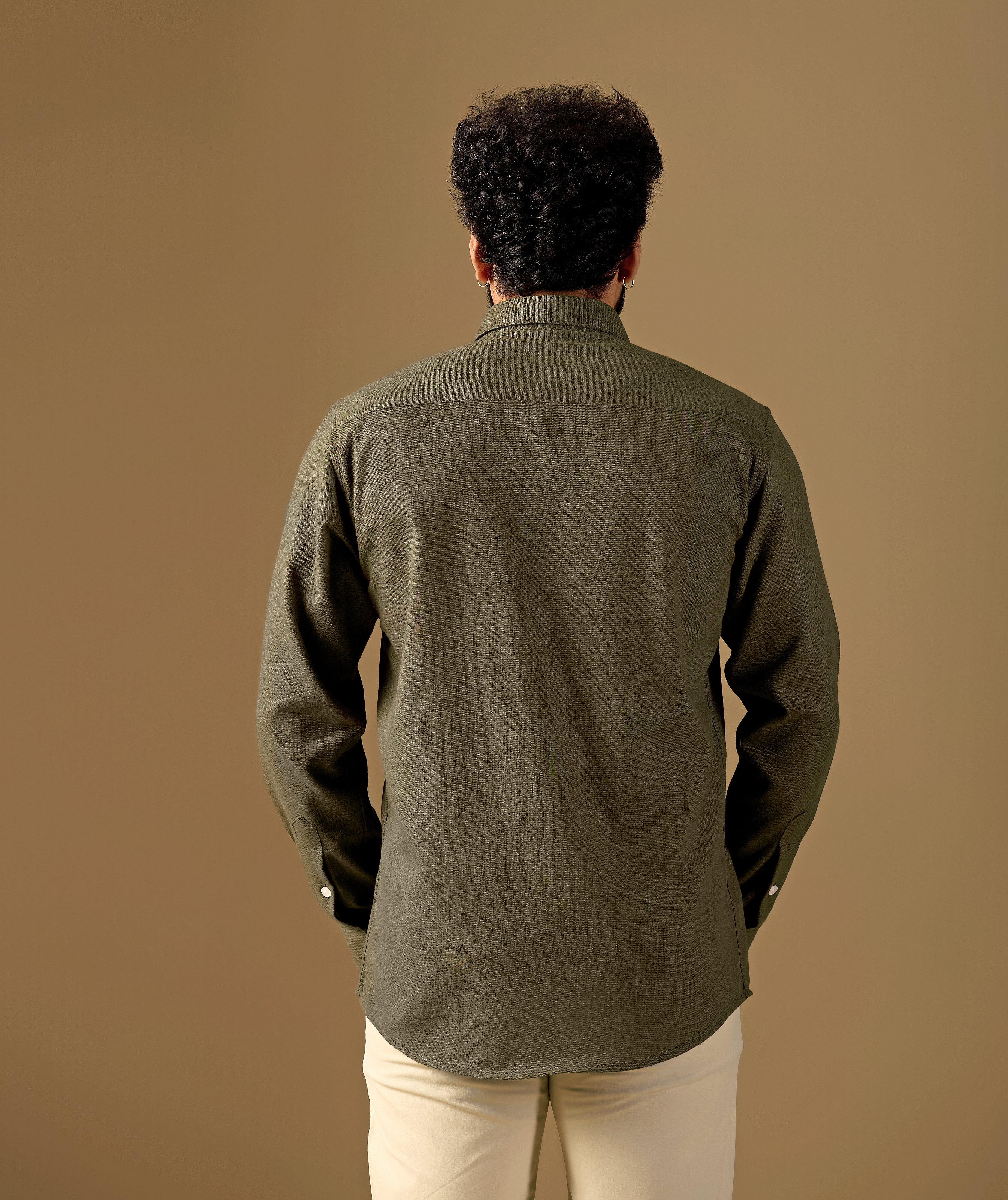 Men Green Solid Pure Khadi Shirt