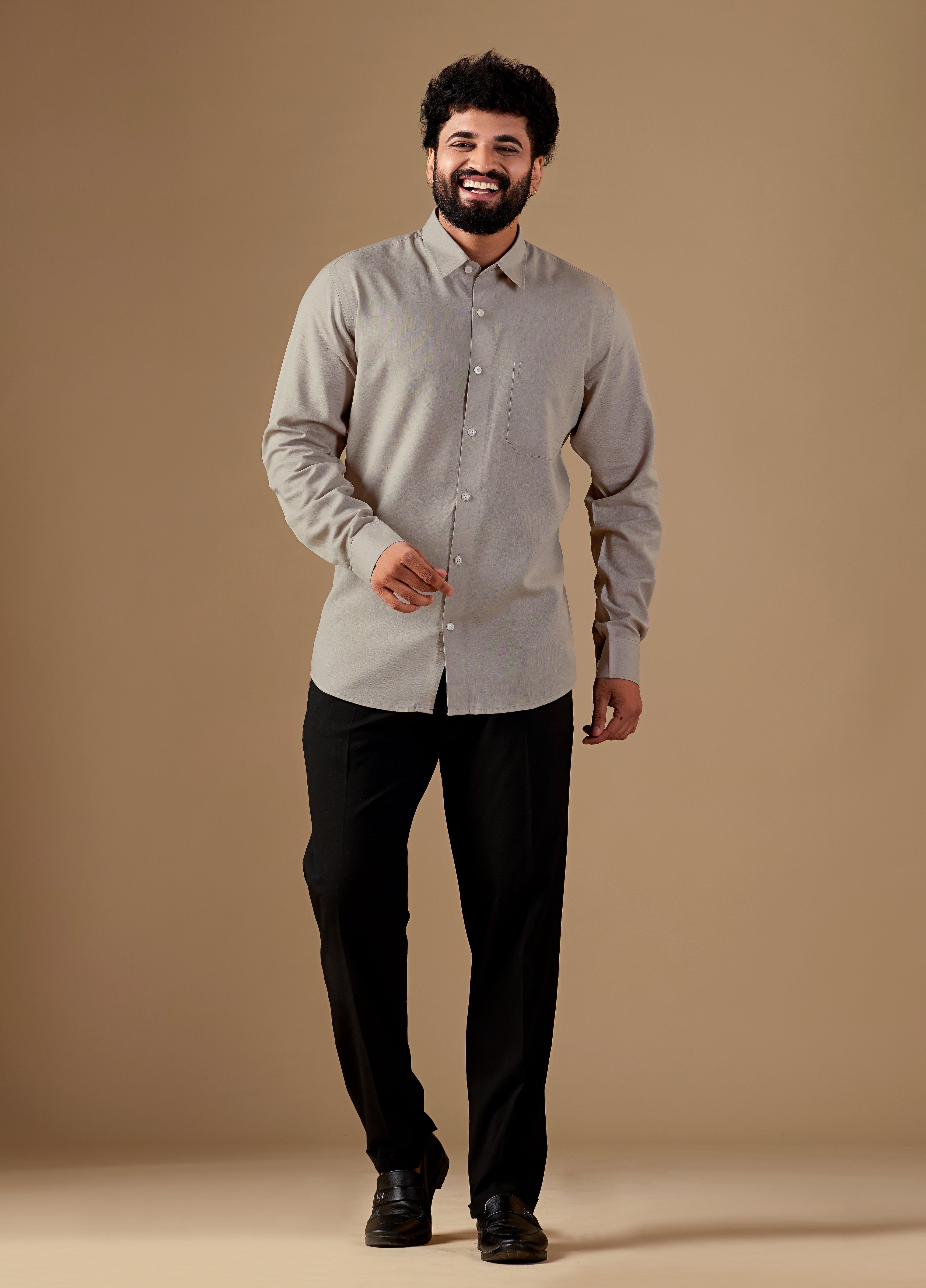 Men Pastel Solid Pure Linen Shirt