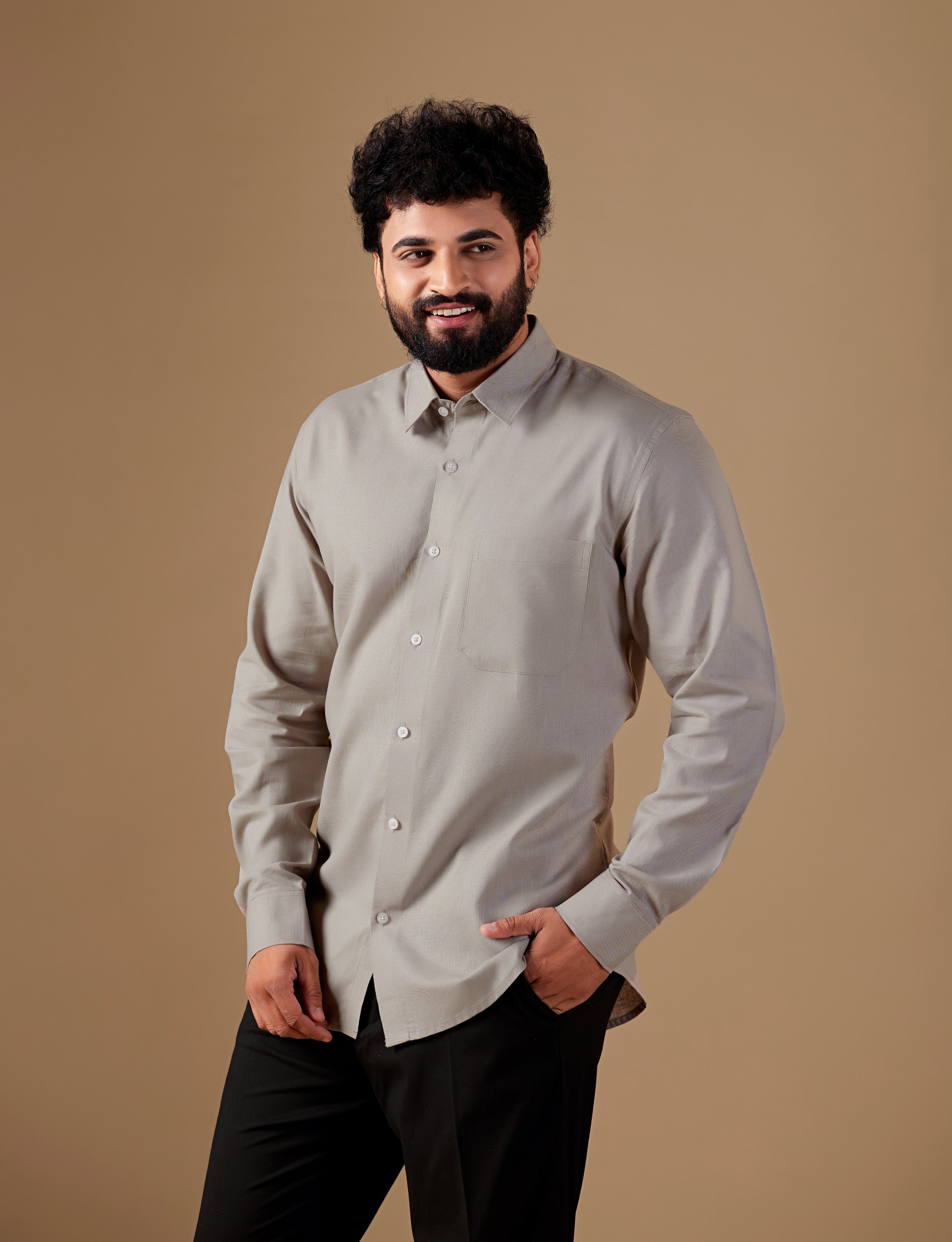 Men Pastel Solid Pure Linen Shirt