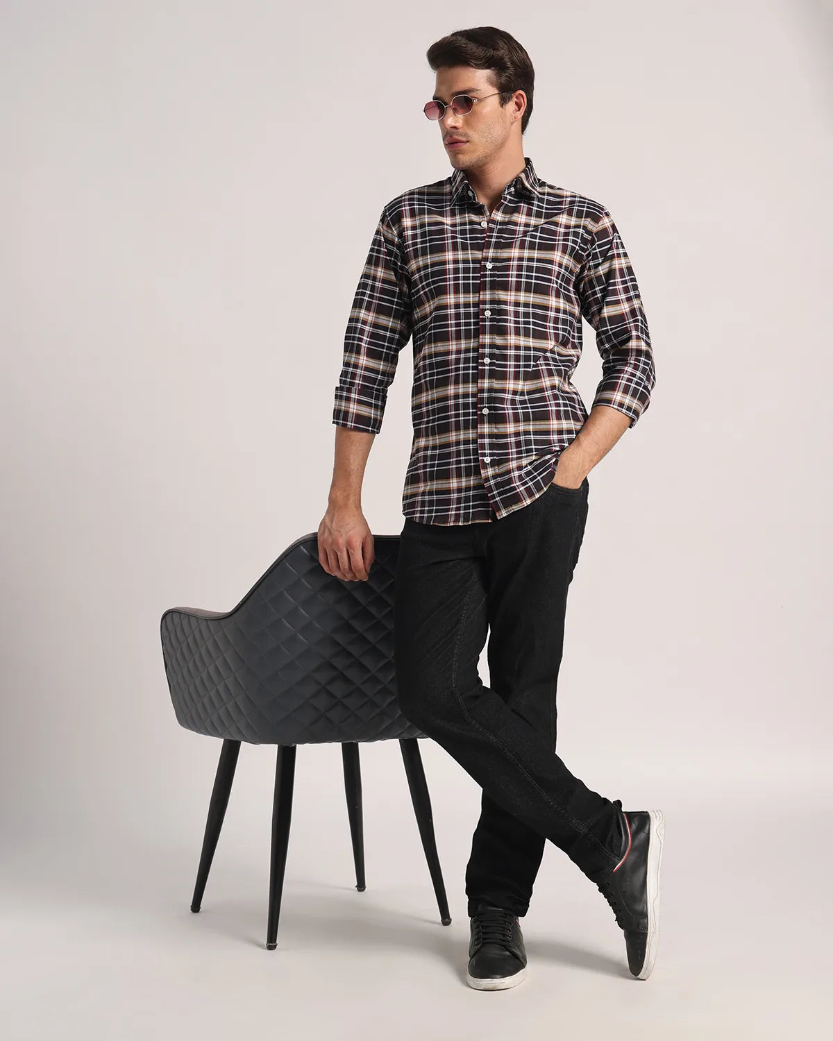 Men Black Checked Pure Cotton Oxford Shirt