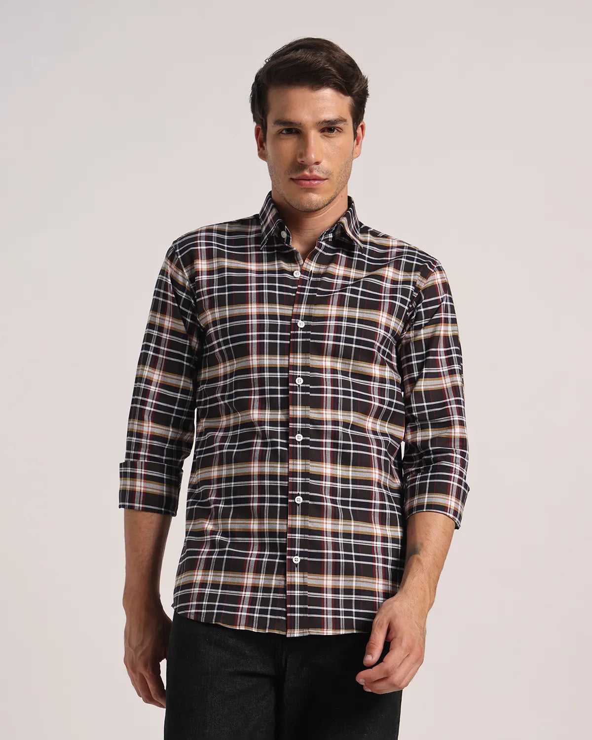 Men Black Checked Pure Cotton Oxford Shirt