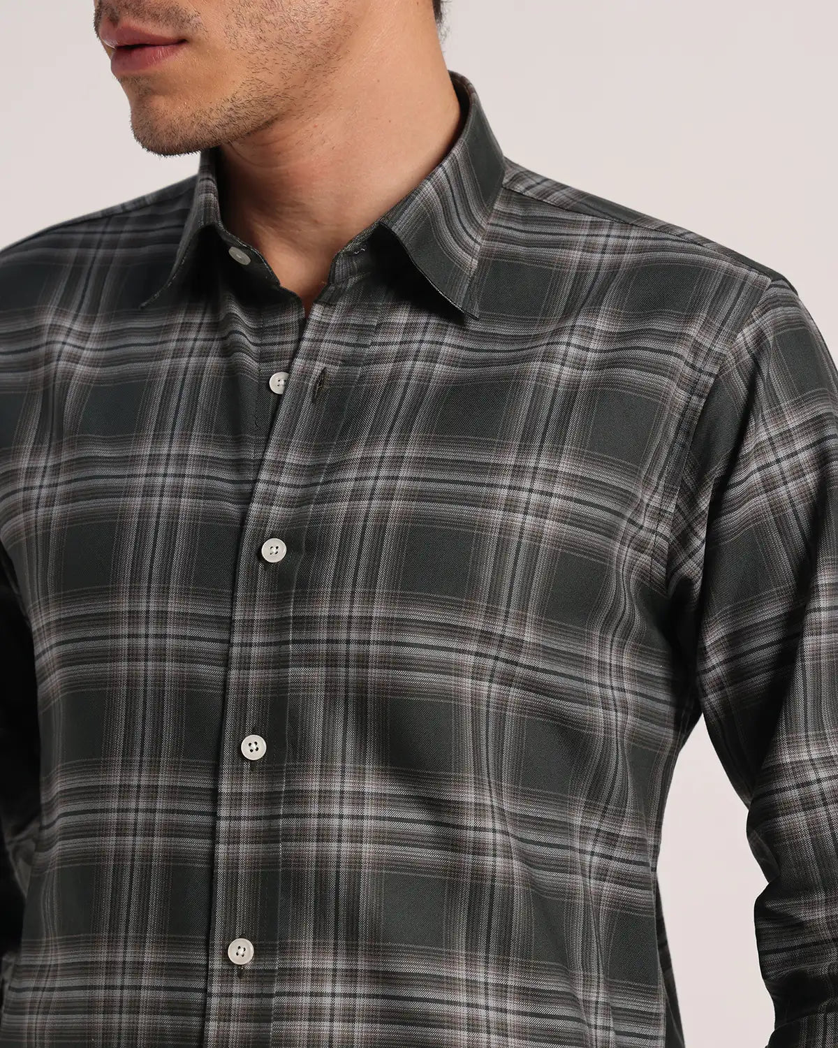 Men Dark Green Checked Pure Cotton Oxford Shirt