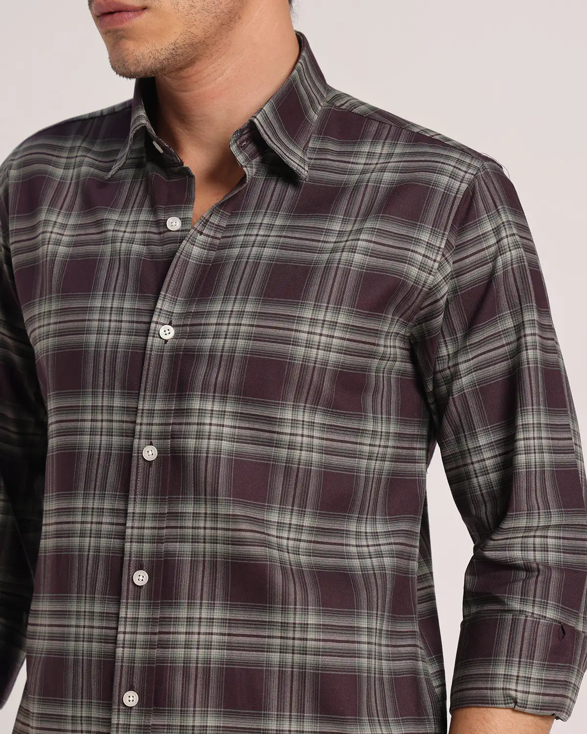 Men Purple Checked Pure Cotton Oxford Shirt