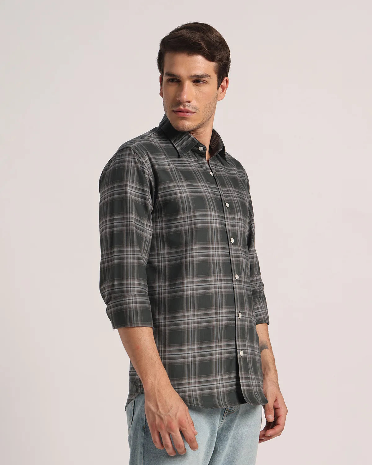 Men Dark Green Checked Pure Cotton Oxford Shirt