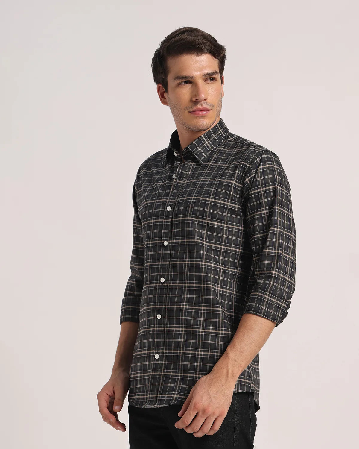 Men Dark Green Checked Pure Cotton Oxford Shirt