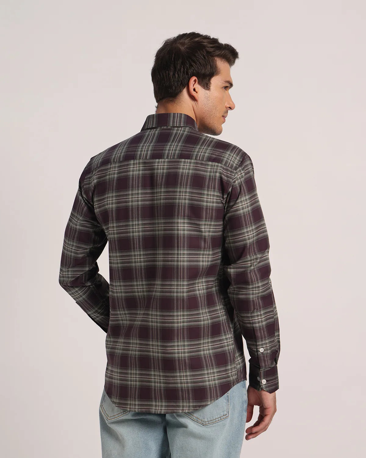 Men Purple Checked Pure Cotton Oxford Shirt