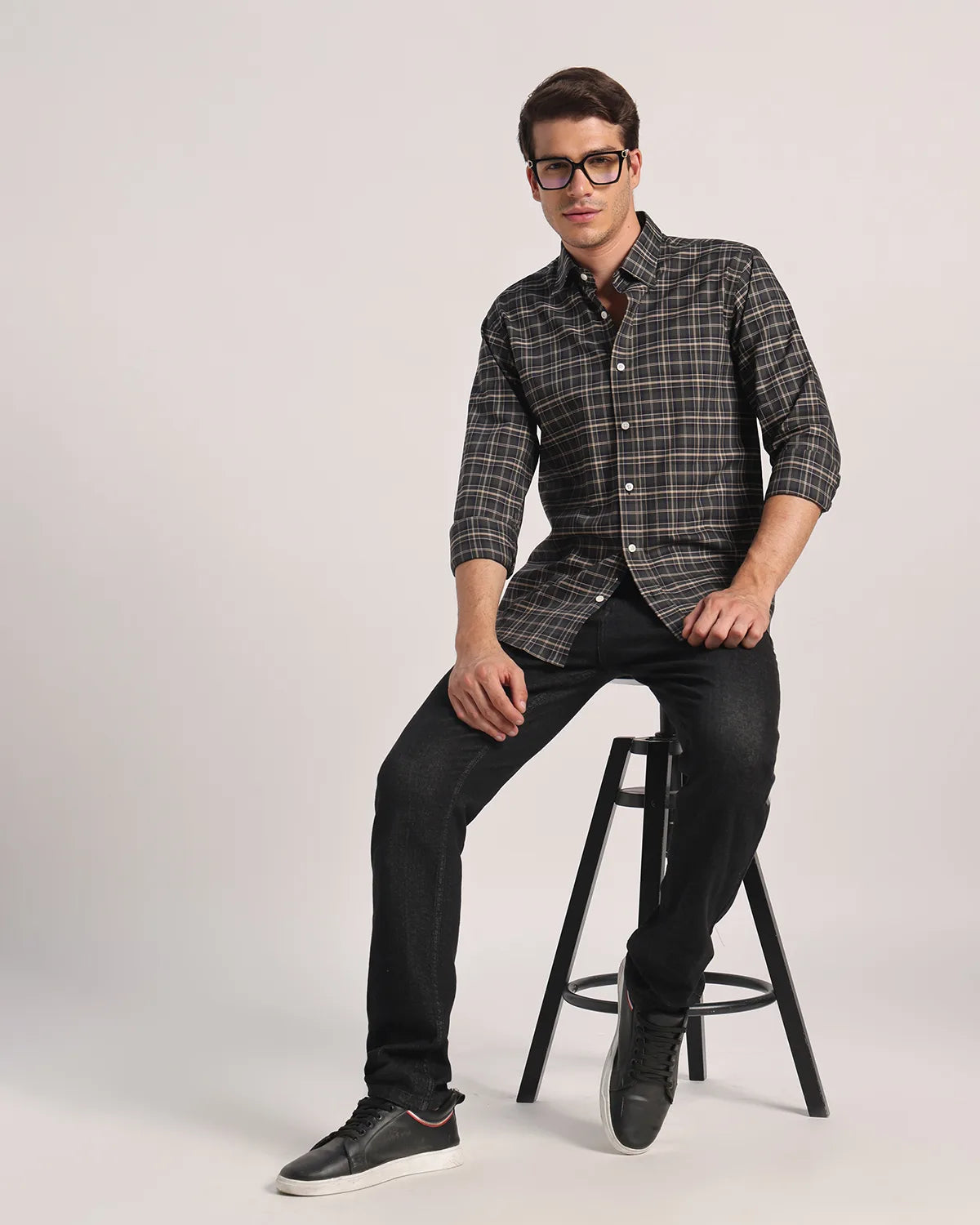 Men Dark Green Checked Pure Cotton Oxford Shirt