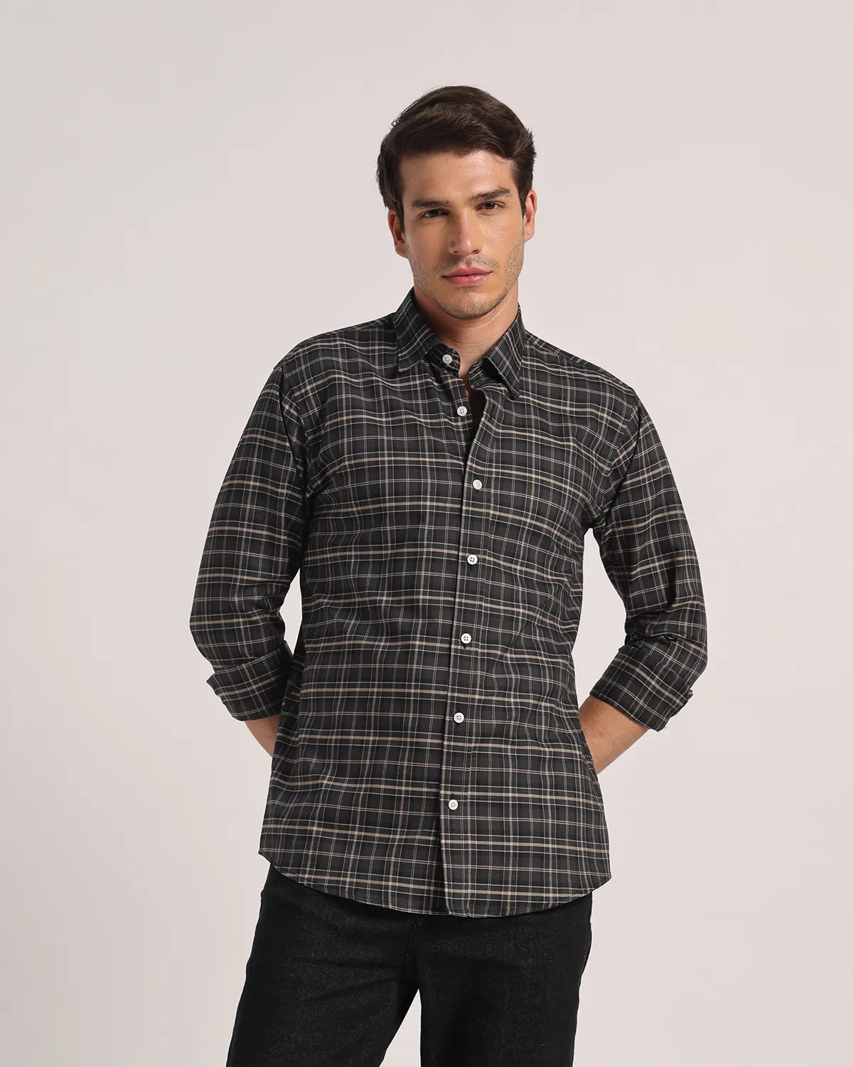Men Dark Green Checked Pure Cotton Oxford Shirt