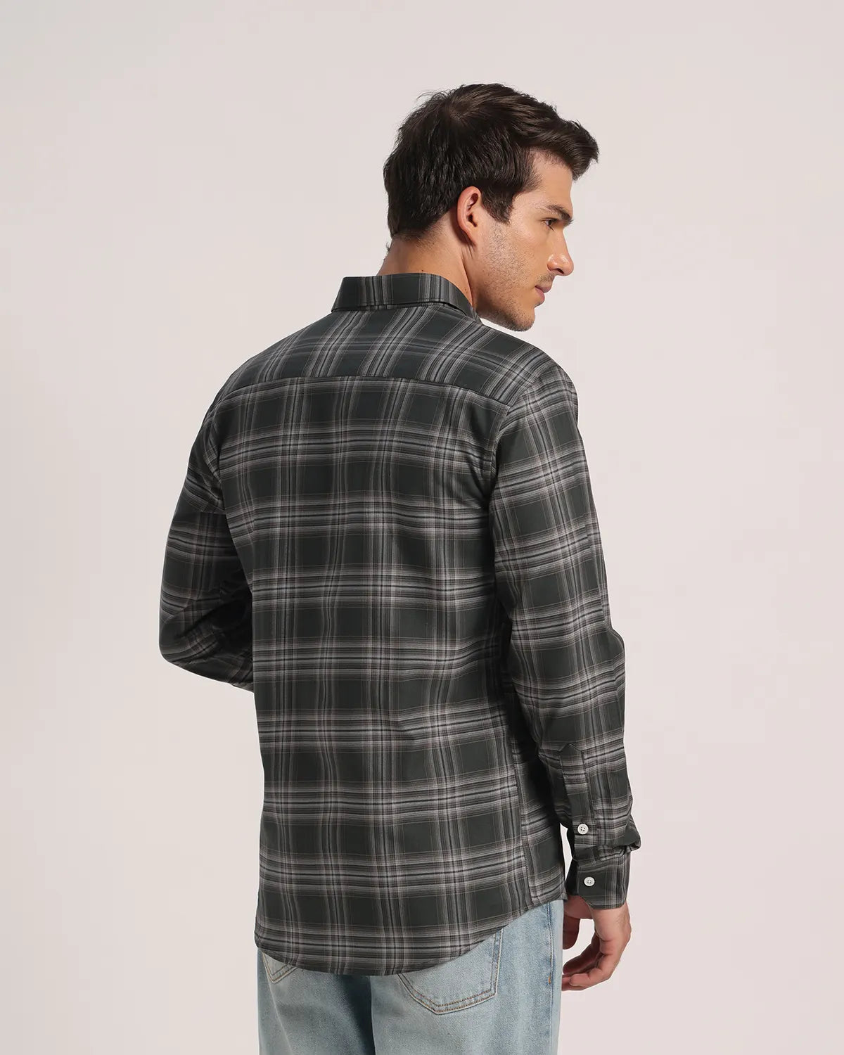 Men Dark Green Checked Pure Cotton Oxford Shirt