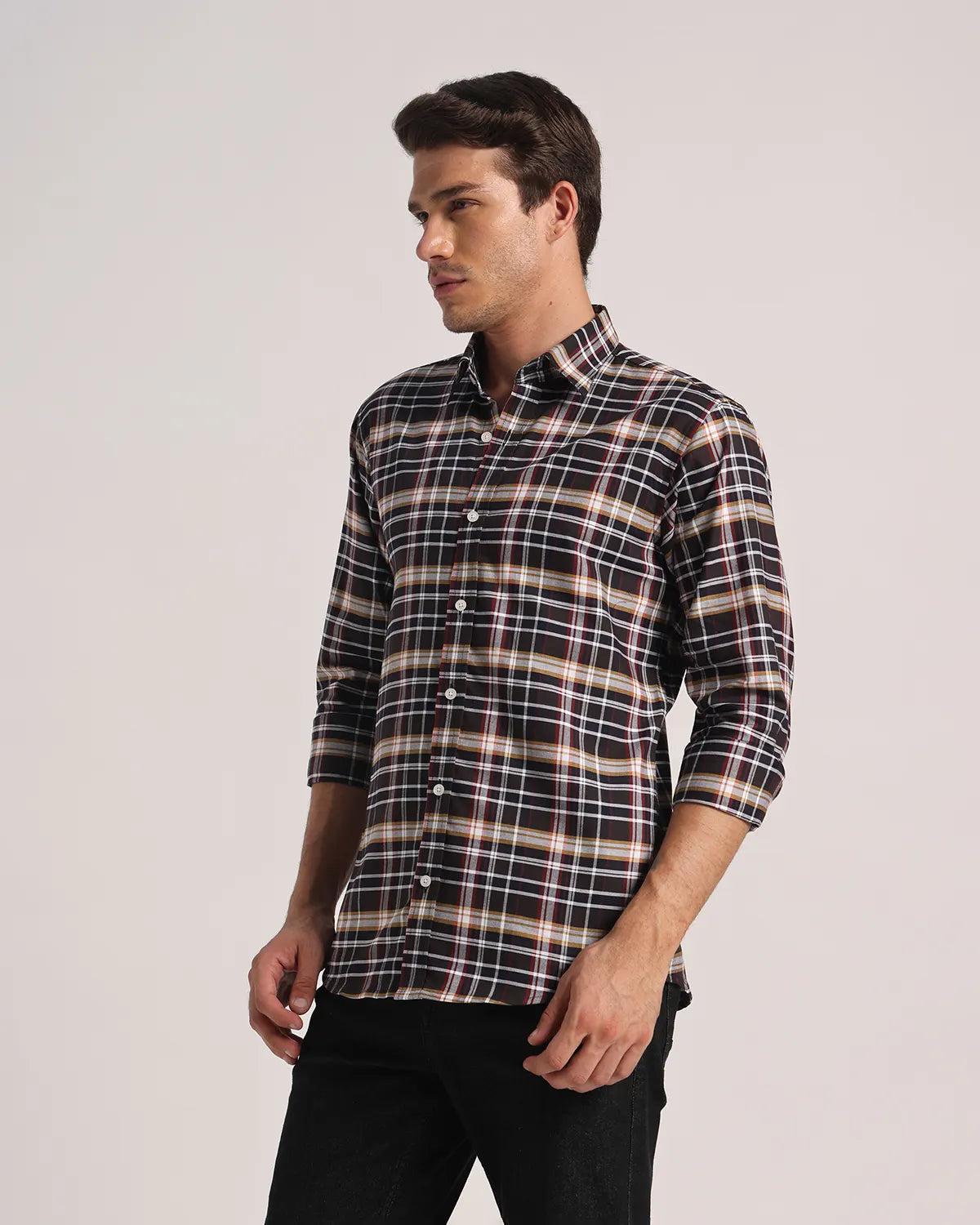 Men Black Checked Pure Cotton Oxford Shirt