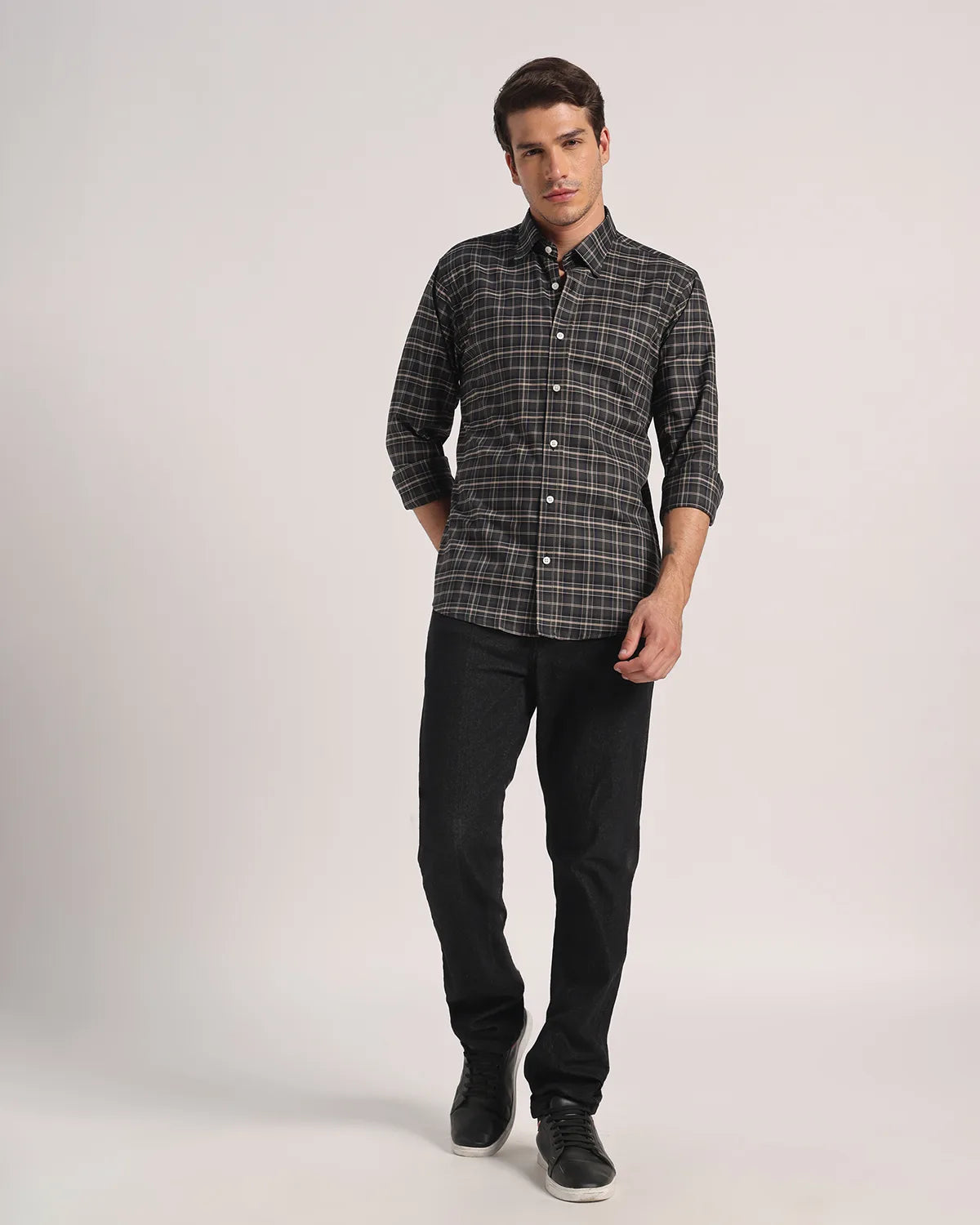 Men Dark Green Checked Pure Cotton Oxford Shirt