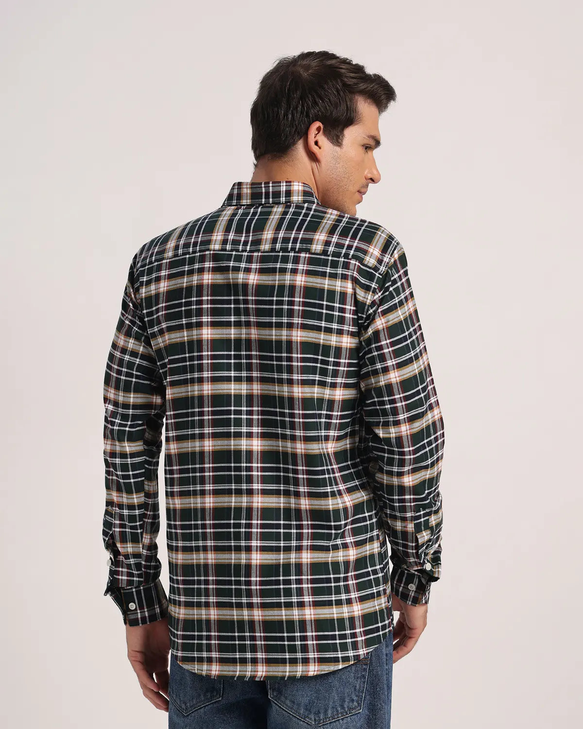 Men Black Green Checked Pure Cotton Oxford Shirt