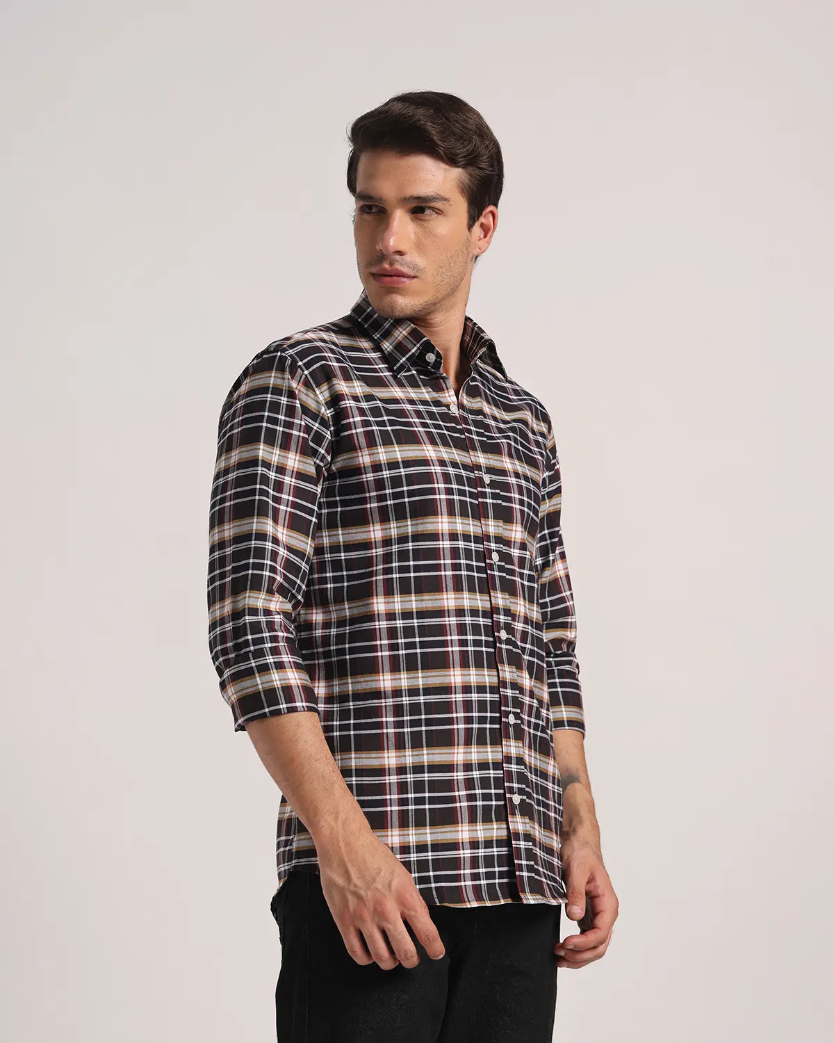 Men Black Checked Pure Cotton Oxford Shirt