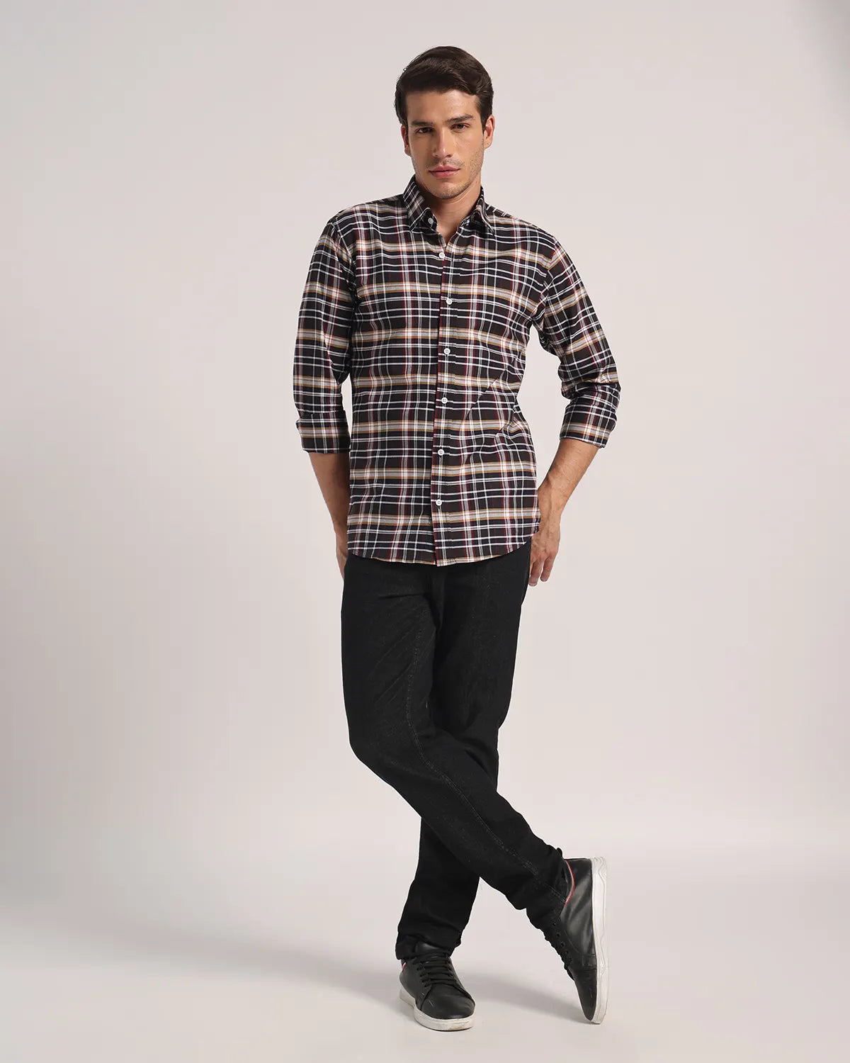 Men Black Checked Pure Cotton Oxford Shirt