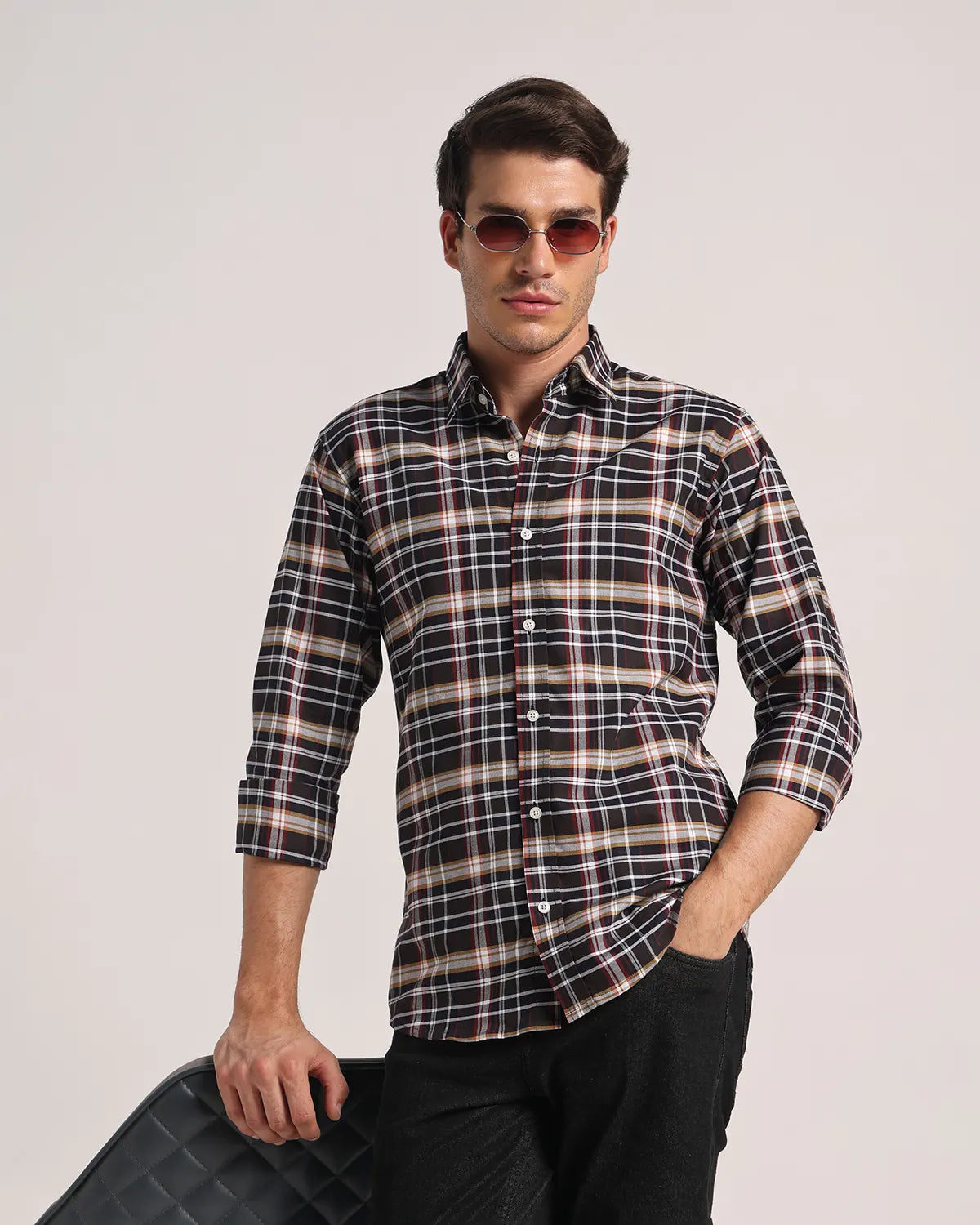 Men Black Checked Pure Cotton Oxford Shirt