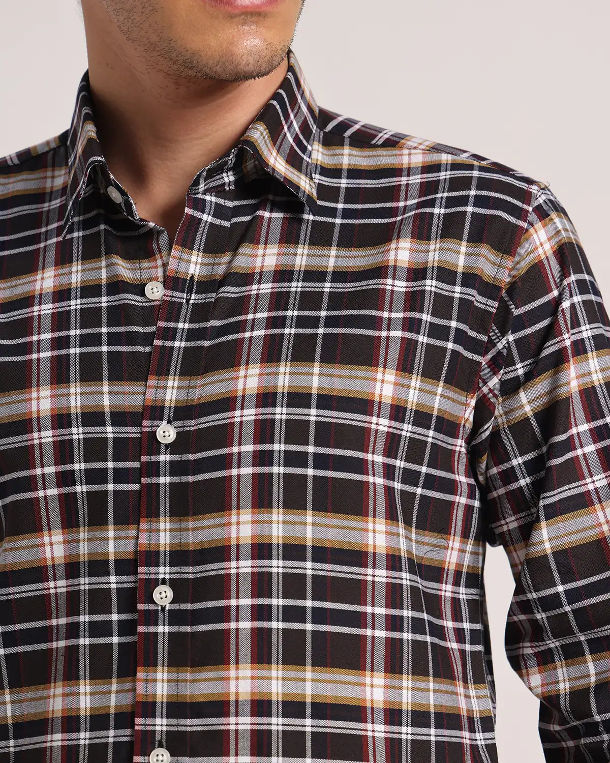 Men Black Checked Pure Cotton Oxford Shirt